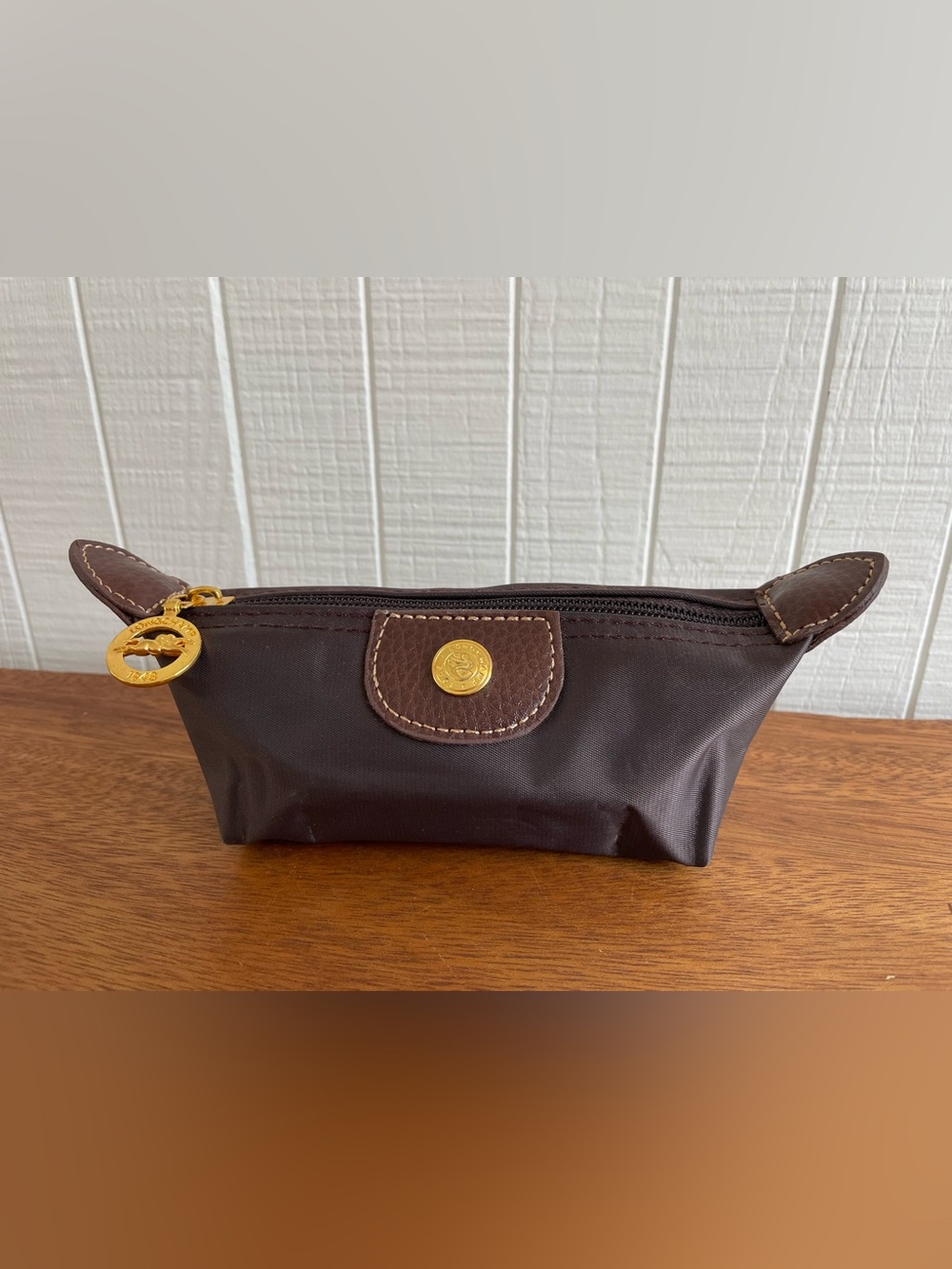 Longchamp Nylon & Leather Coin Purse Mini Bag with Gold Hardware